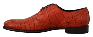 Derby-Schuhe aus orangefarbenem exotischem Leder