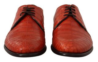 Derby-Schuhe aus orangefarbenem exotischem Leder