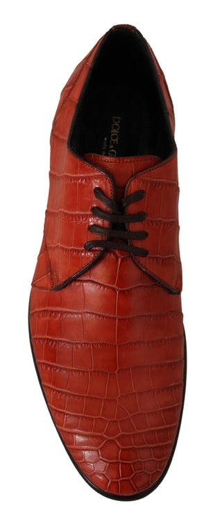 Derby-Schuhe aus orangefarbenem exotischem Leder