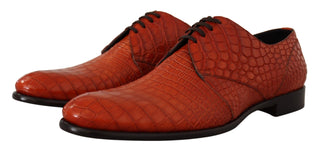 Zapatos Derby naranjas de cuero exótico para vestir