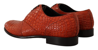 Zapatos Derby naranjas de cuero exótico para vestir