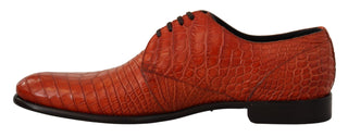 Zapatos Derby naranjas de cuero exótico para vestir