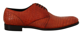 Zapatos Derby naranjas de cuero exótico para vestir