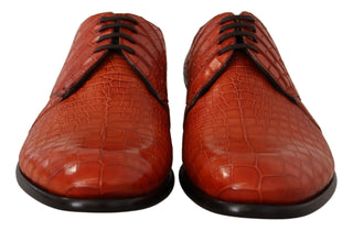 Zapatos Derby naranjas de cuero exótico para vestir