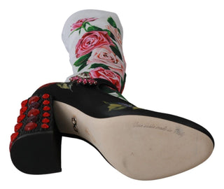 Schwarze florale Socken Kristall-Jersey-Stiefel Schuhe