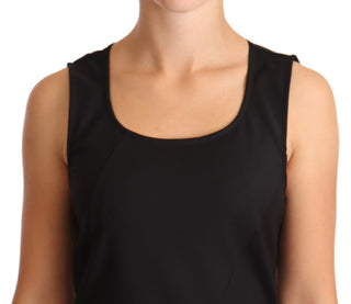 Vestido negro sin mangas de mezcla de algodón hasta la rodilla