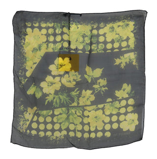 Schwarz Gelb Geblümt Wickelschal Halstuch Foulard