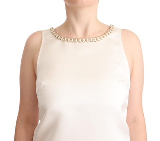 Weißes ärmelloses Mini-Shiftkleid aus Polyester