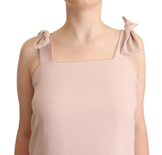 Pinkes ärmelloses Midi-Shift-Kleid aus Polyester mit Federn