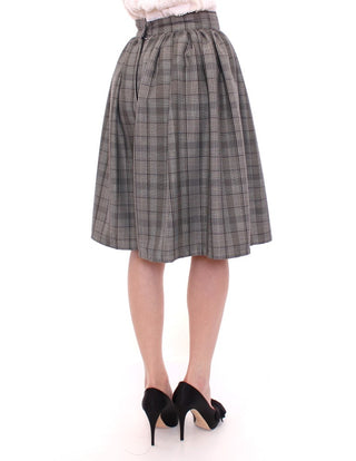 Falda corta de lana a cuadros gris