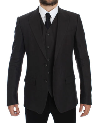 Graues Slim Fit Leinen-Sakko
