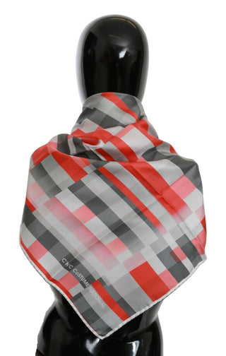 Grau Roter Seidenschal Foulard Wickelschal
