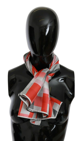 Grau Roter Seidenschal Foulard Wickelschal