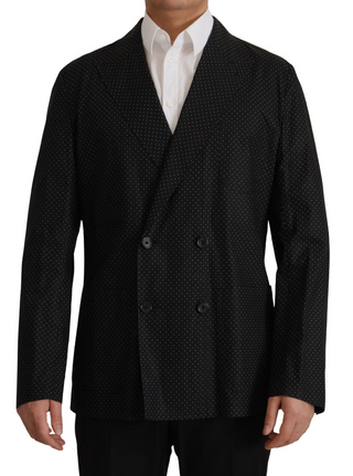 Blazer negro de algodón con lunares