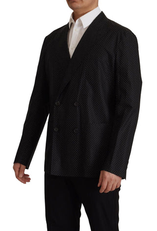 Blazer negro de algodón con lunares