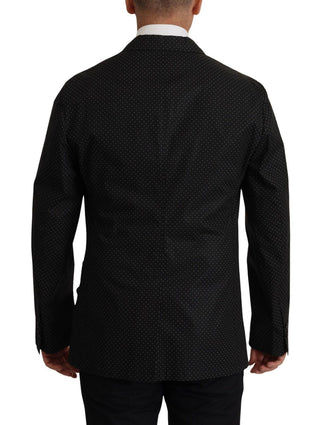 Blazer negro de algodón con lunares