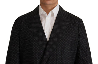 Blazer negro de algodón con lunares
