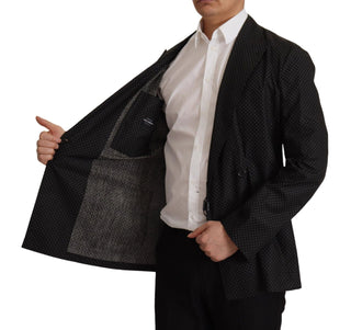 Blazer negro de algodón con lunares
