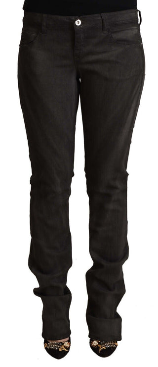 Schwarze, wadenlange Skinny-Jeans aus Baumwolle
