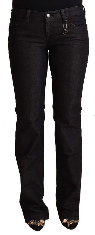 Schwarze Low-Waist-Röhrenjeans aus Baumwolle