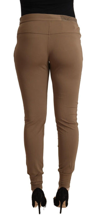 Braune Viskose Mid Waist Slim Tapered Hose