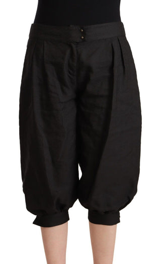 Schwarze Cropped Haremshose aus Viskose