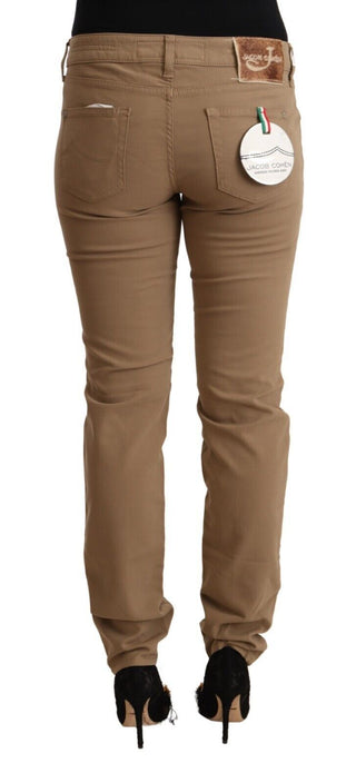 Braune Baumwolle Stretch Mid Waist Skinny Hose