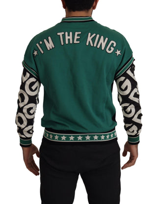 Schwarzgrüner Baumwoll-KING-Star-Rundhals-Pullover