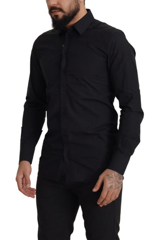 Schwarzes Baumwoll GOLD Slim Fit Hemd