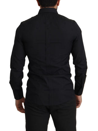 Schwarzes Baumwoll GOLD Slim Fit Hemd