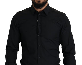 Schwarzes Baumwoll GOLD Slim Fit Hemd