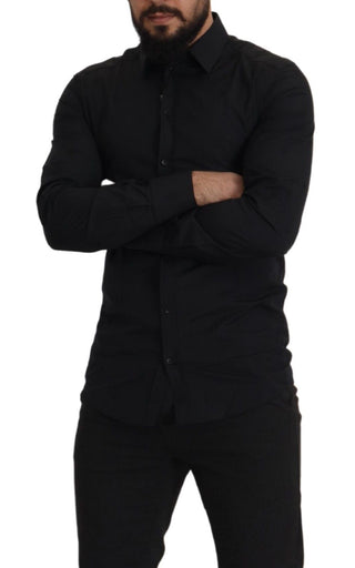Schwarzes Baumwoll GOLD Slim Fit Hemd