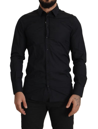 Schwarzes Baumwoll GOLD Slim Fit Hemd