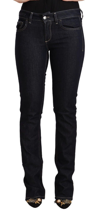 Schwarze Low-Waist Stretch-Skinny-Jeans aus Baumwolle
