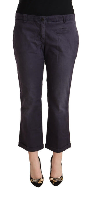 Schwarze Low-Waist Cropped-Hose mit umgeschlagenem Saum und Schlag