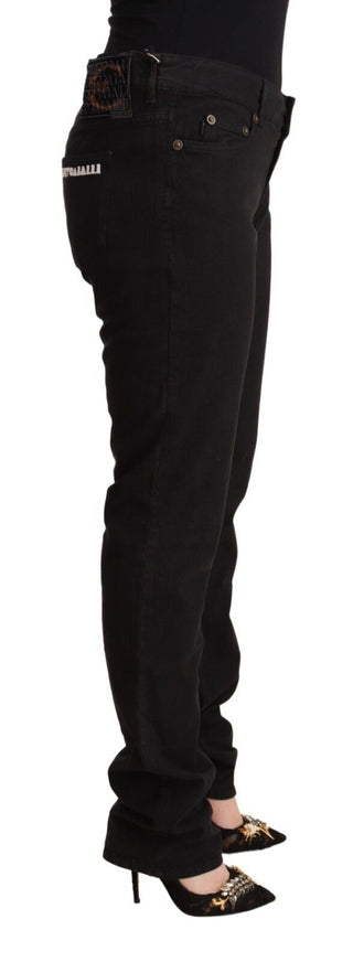 Schwarze Mid-Waist Jeans aus Baumwolle mit schmalem Bein