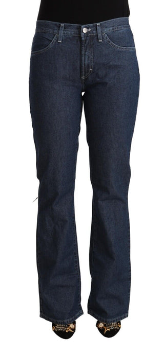 Blaue Baumwoll-Schlagjeans mit mittelhohem Bund
