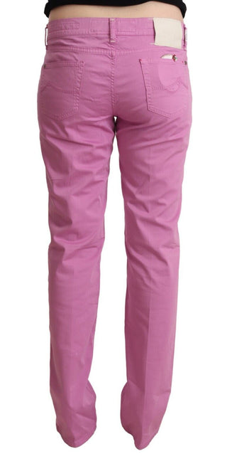 Rosa Jeans aus Baumwolle mit niedriger Taille und schmal zulaufendem Bein