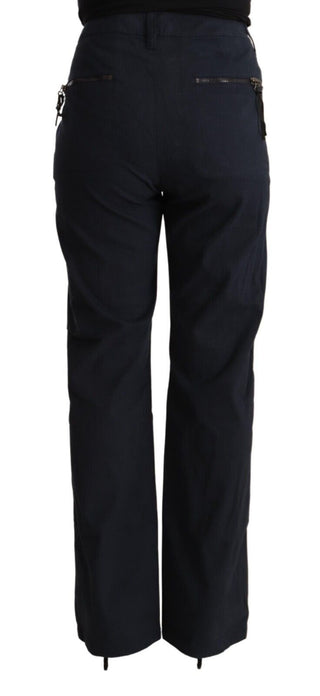 Schwarze High-Waist Baumwollhose mit schmal zulaufendem Bein