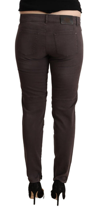 Braune Baumwollhose mit niedriger Taille und schmalem Schnitt