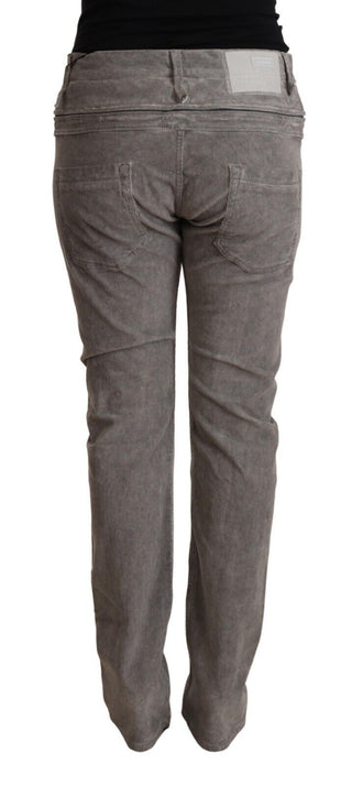 Graue Baumwollhose mit geradem Schnitt und hoher Taille