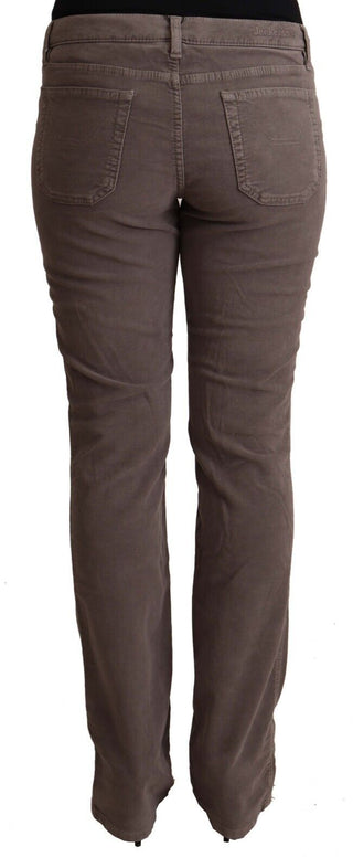 Braune Baumwoll-Low-Waist-Jeans mit ikonischen Patches