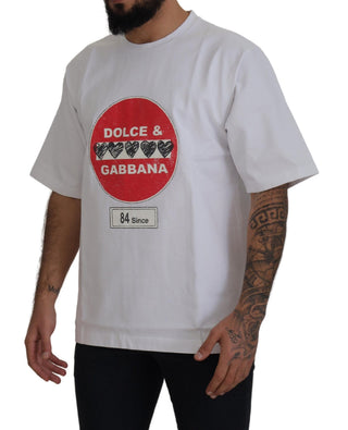 Weißes Baumwoll-T-Shirt mit Amor-Herz-Print