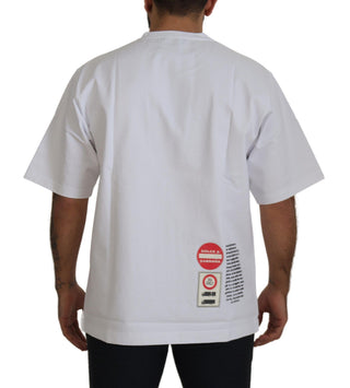 Weißes Baumwoll-T-Shirt mit Amor-Herz-Print