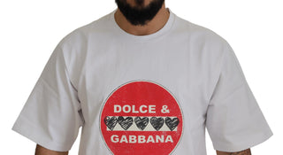 Weißes Baumwoll-T-Shirt mit Amor-Herz-Print