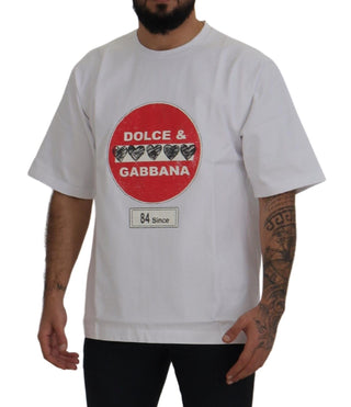 Weißes Baumwoll-T-Shirt mit Amor-Herz-Print