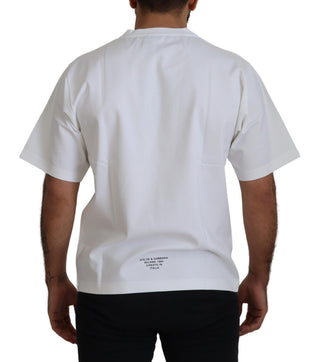 Weißes Baumwoll-T-Shirt mit Logo-Print und Rundhalsausschnitt