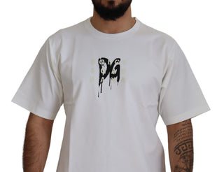 Weißes Baumwoll-T-Shirt mit Logo-Print und Rundhalsausschnitt