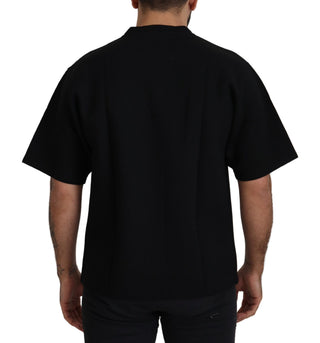 Schwarzes Logo Baumwoll-Rundhals-T-Shirt