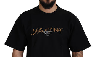 Schwarzes Logo Baumwoll-Rundhals-T-Shirt